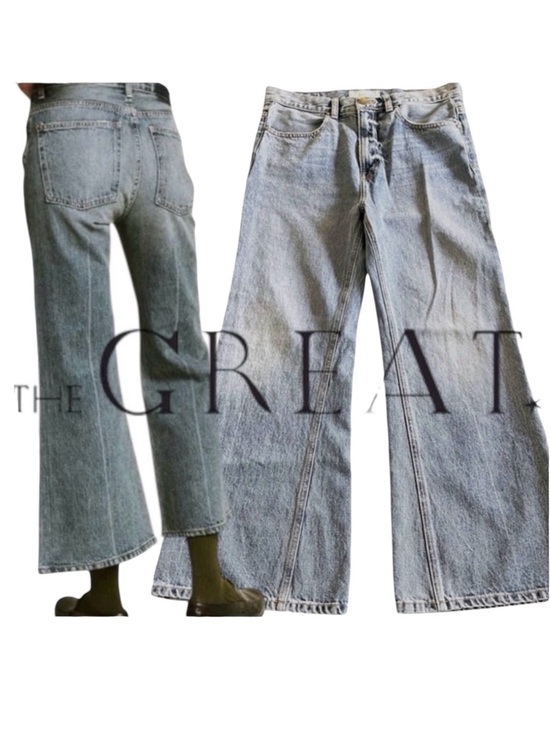 THE GREAT. Denim - The GREAT. Faded Blue The Kick Bell Jeans Flare Denim Jeans (28x28)